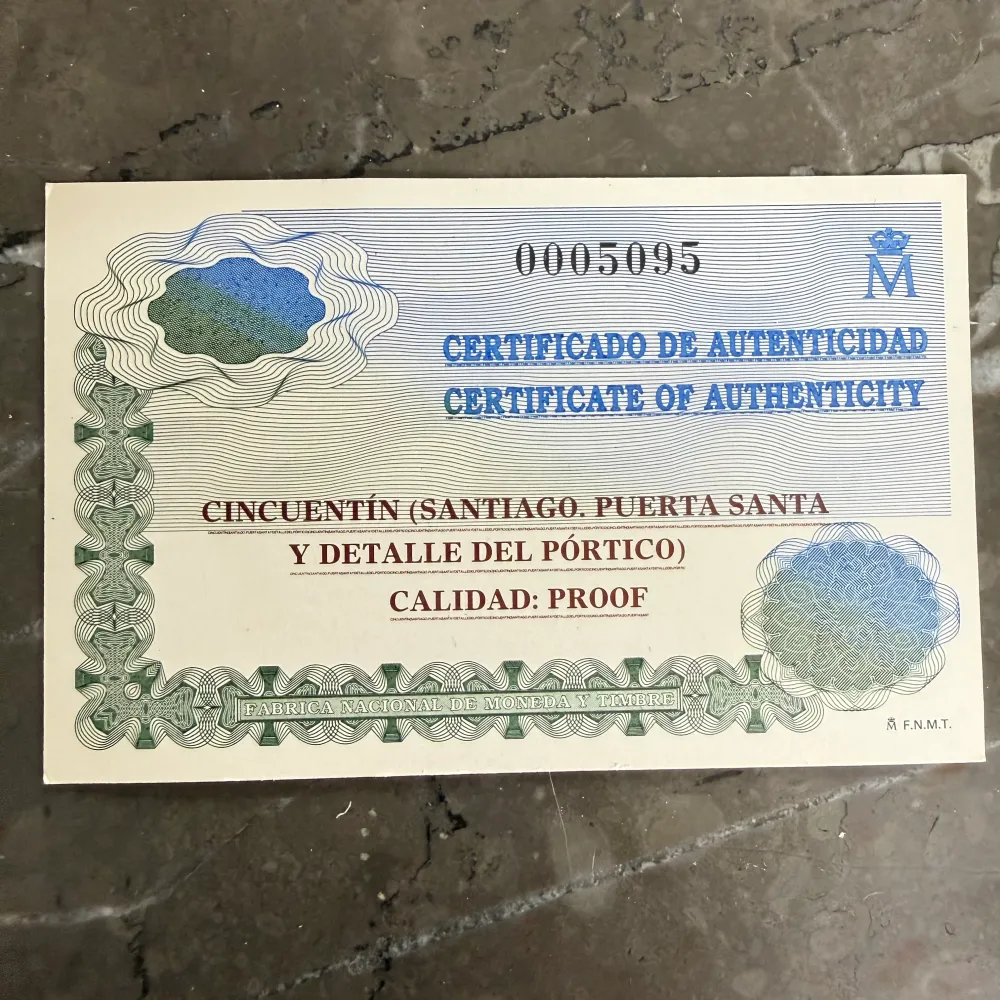 Cinquentín 10000 Pesetas ño Jubilar Compostelano 1999 silvermynt