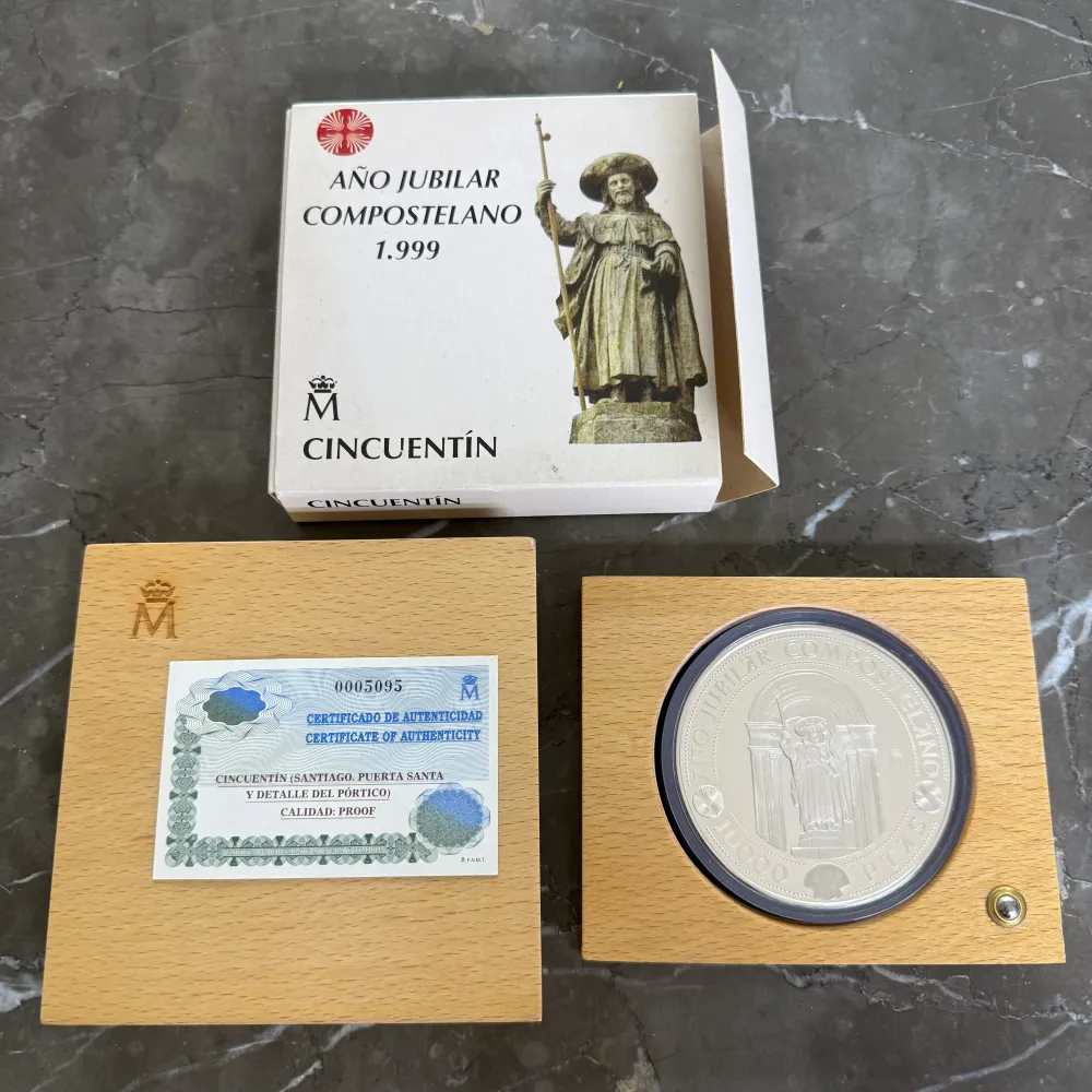 Cinquentín 10000 Pesetas ño Jubilar Compostelano 1999 silvermynt