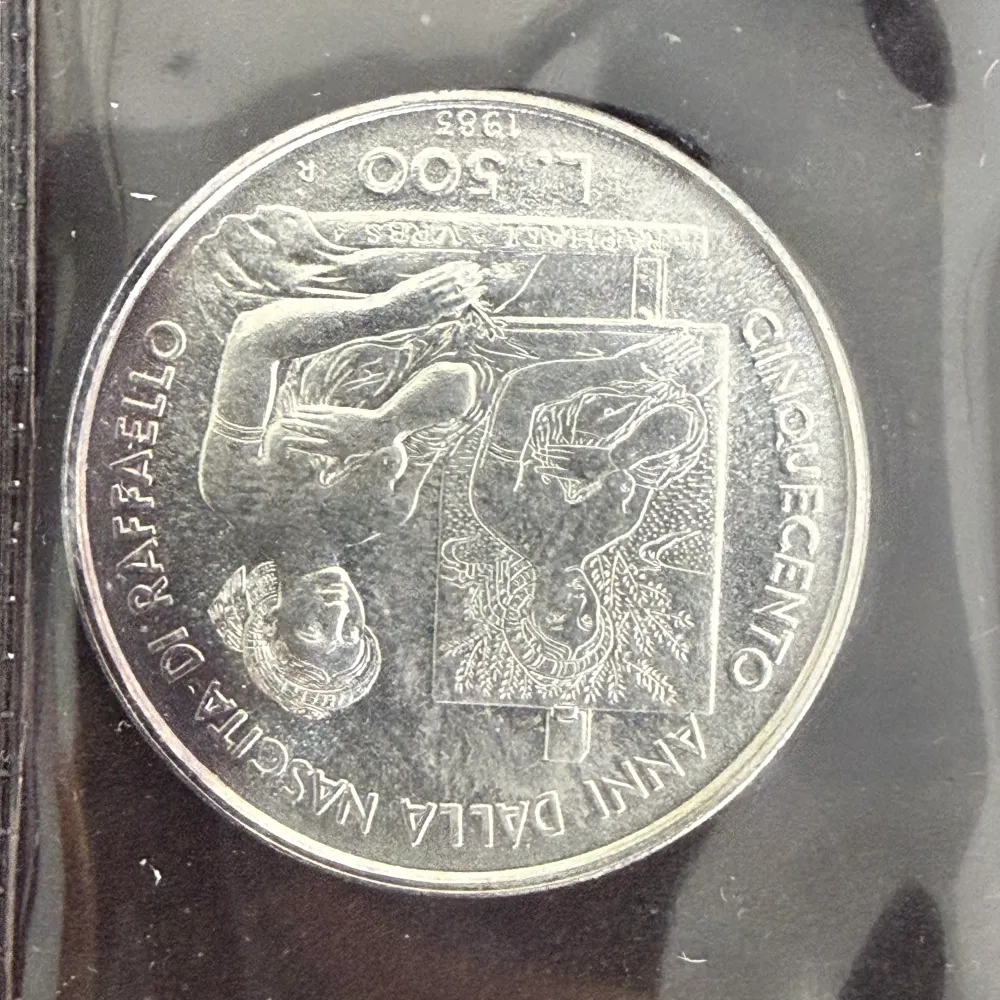 Silvermynt 500 1000 Lire Republiken San Marino V Hundraårsminnet av födelse Raffaello Sanzio 1983