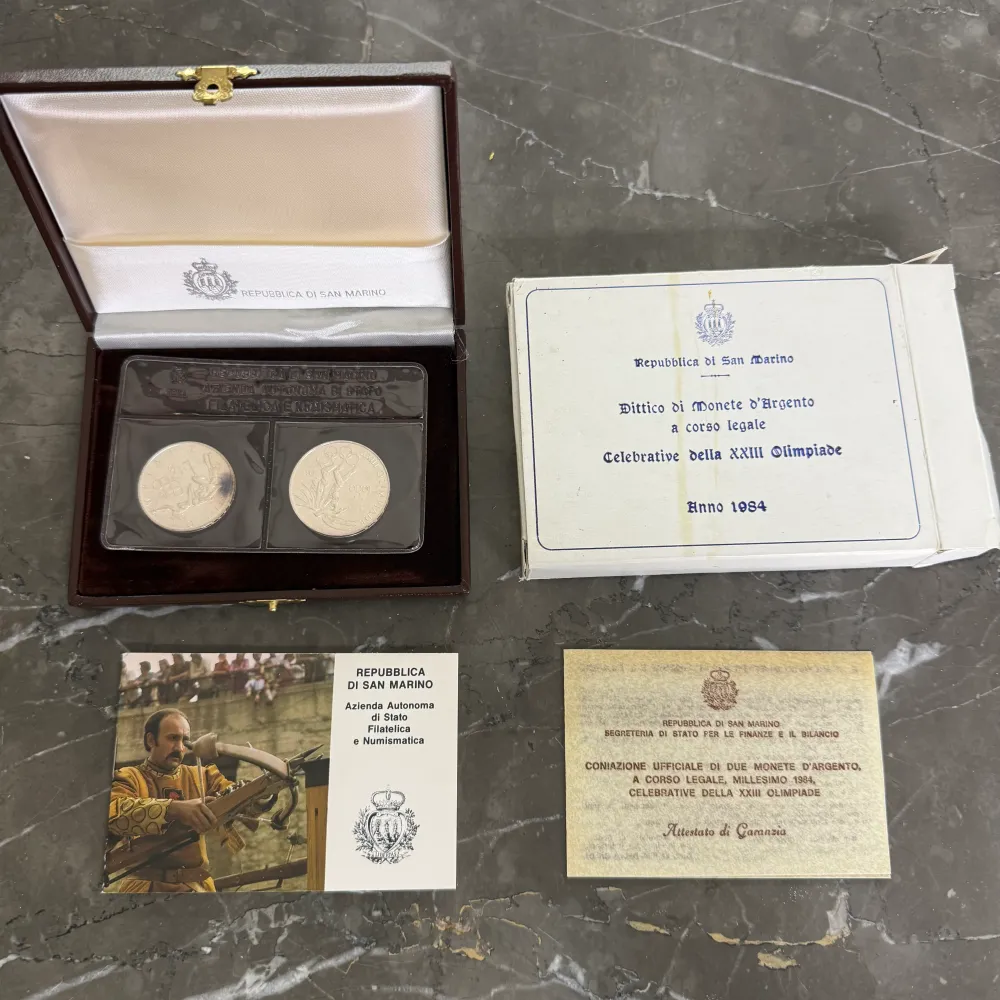 Silvermynt 500 1000 Lire Republiken San Marino XXIII OS 1984