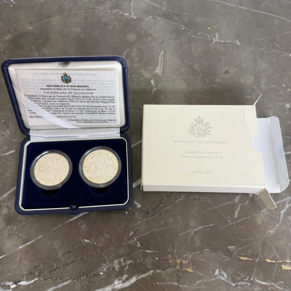 Silvermynt 5 € 10 € Republiken San Marino OS 2004