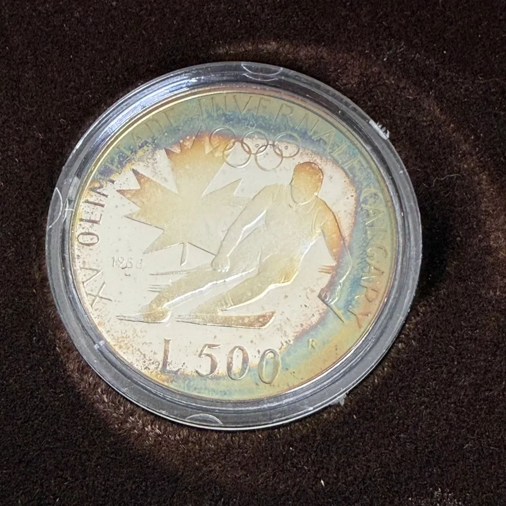 Silvermynt Republiken San Marino XV vinter-OS i Calgary och XXIV olympiska spelen i Seoul 1988