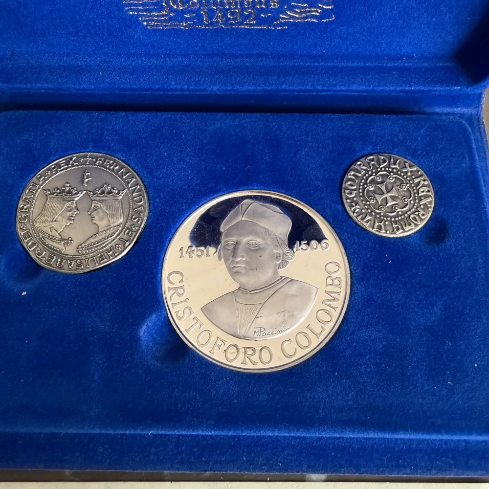Silvermyntuppsättning 500-årsjubileum av upptäckten av Amerika 1492-1992