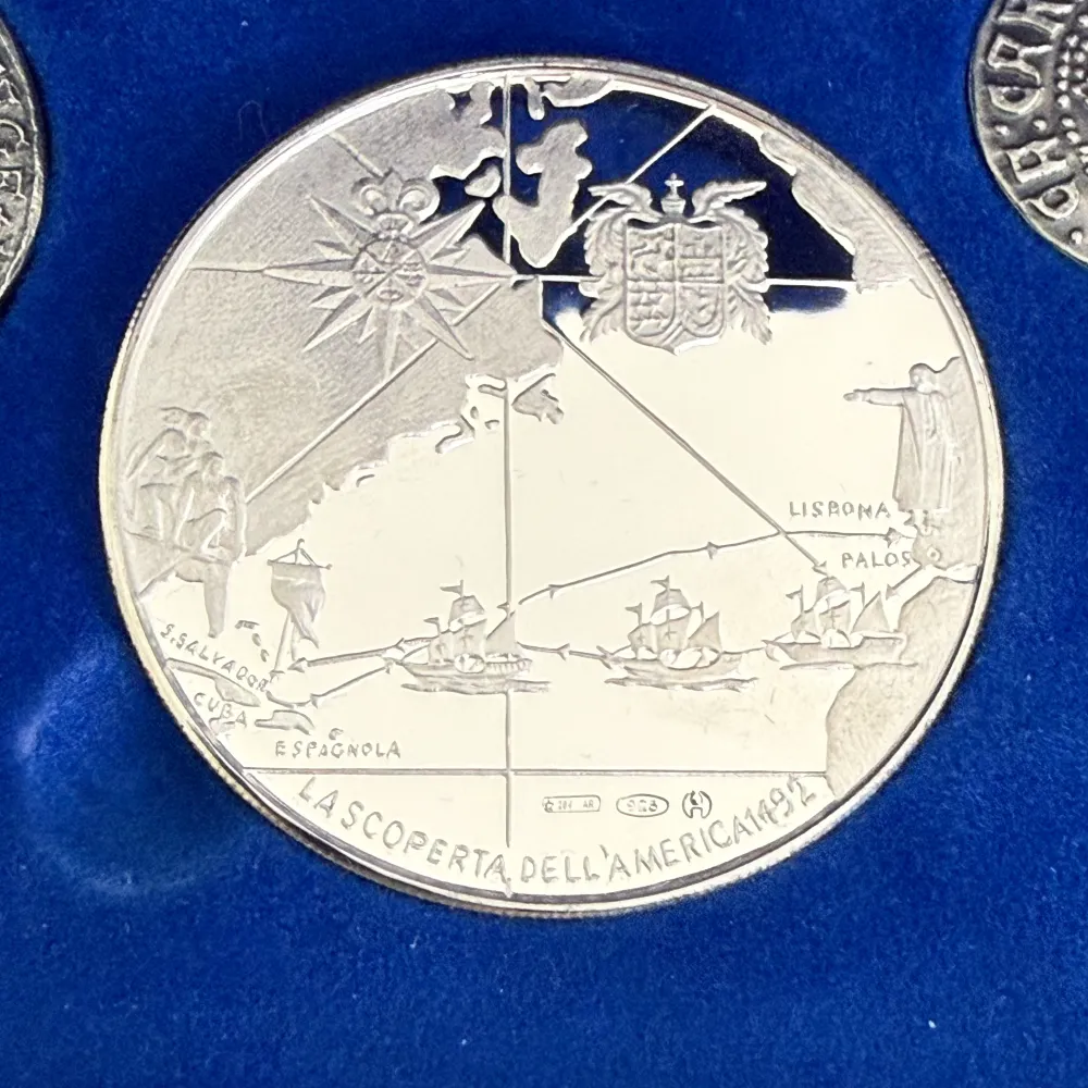 Silvermyntuppsättning 500-årsjubileum av upptäckten av Amerika 1492-1992