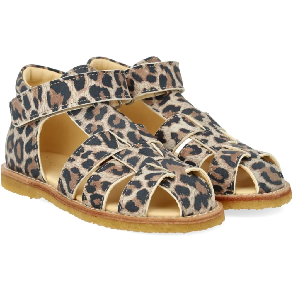 Angulus Leopard nubuck Börjar Sandal Med Kardborrebandlukning 20