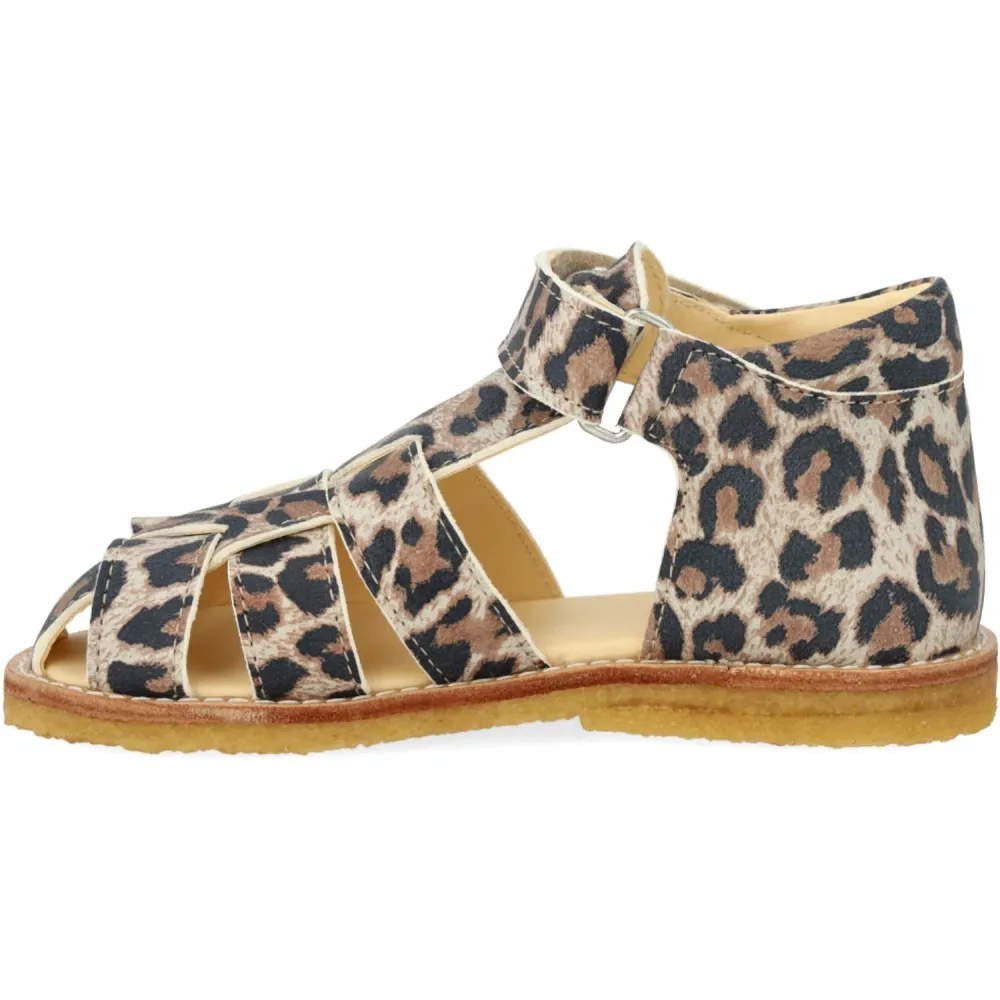 Angulus Leopard nubuck Börjar Sandal Med Kardborrebandlukning 20
