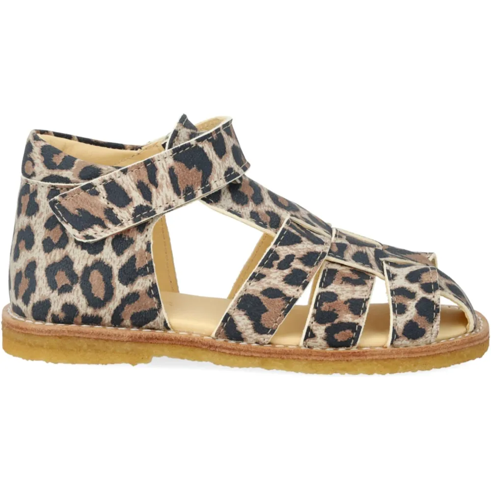 Angulus Leopard nubuck Börjar Sandal Med Kardborrebandlukning 20