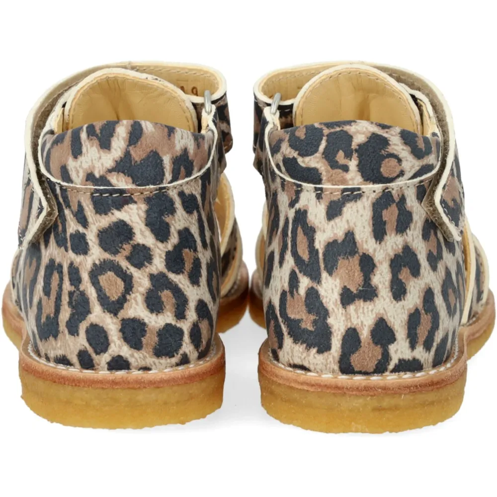 Angulus Leopard nubuck Börjar Sandal Med Kardborrebandlukning 20