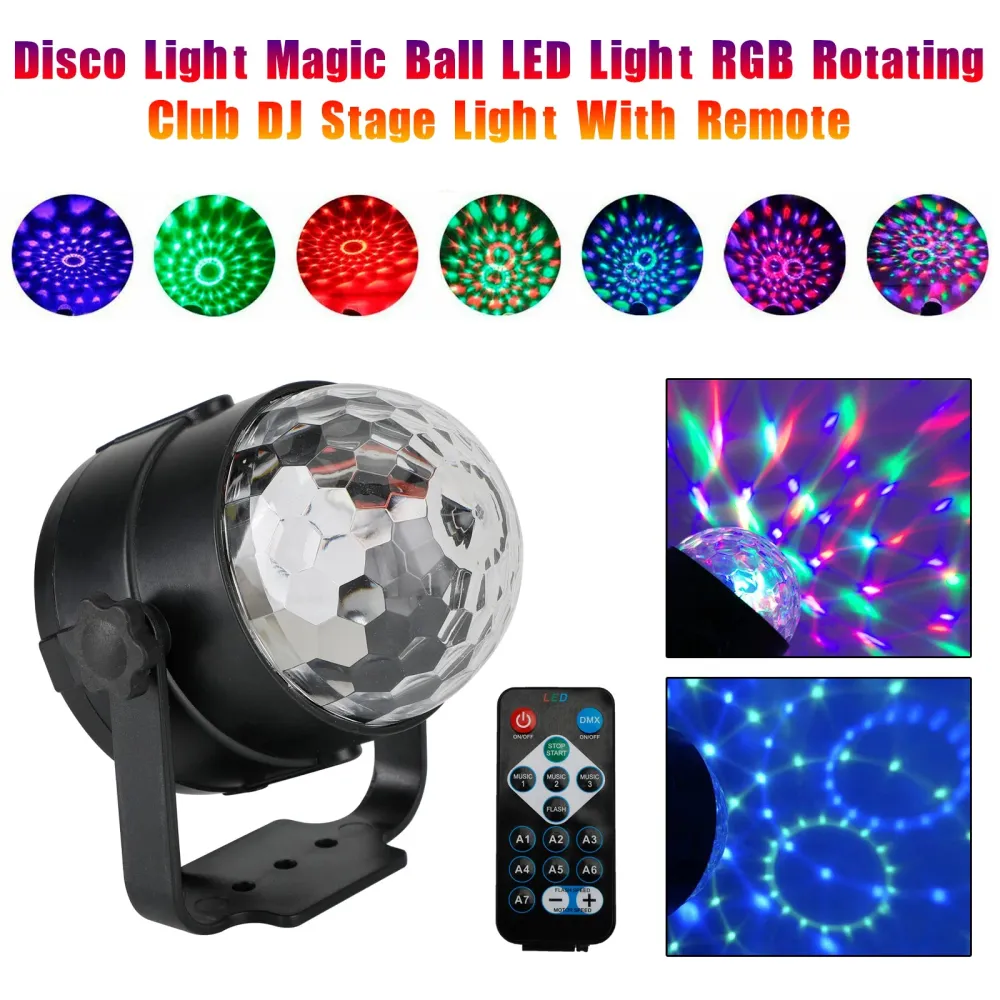 Disco Light Magic Ball LED Light RGB Rotating Club DJ Stage Light med avlägsna