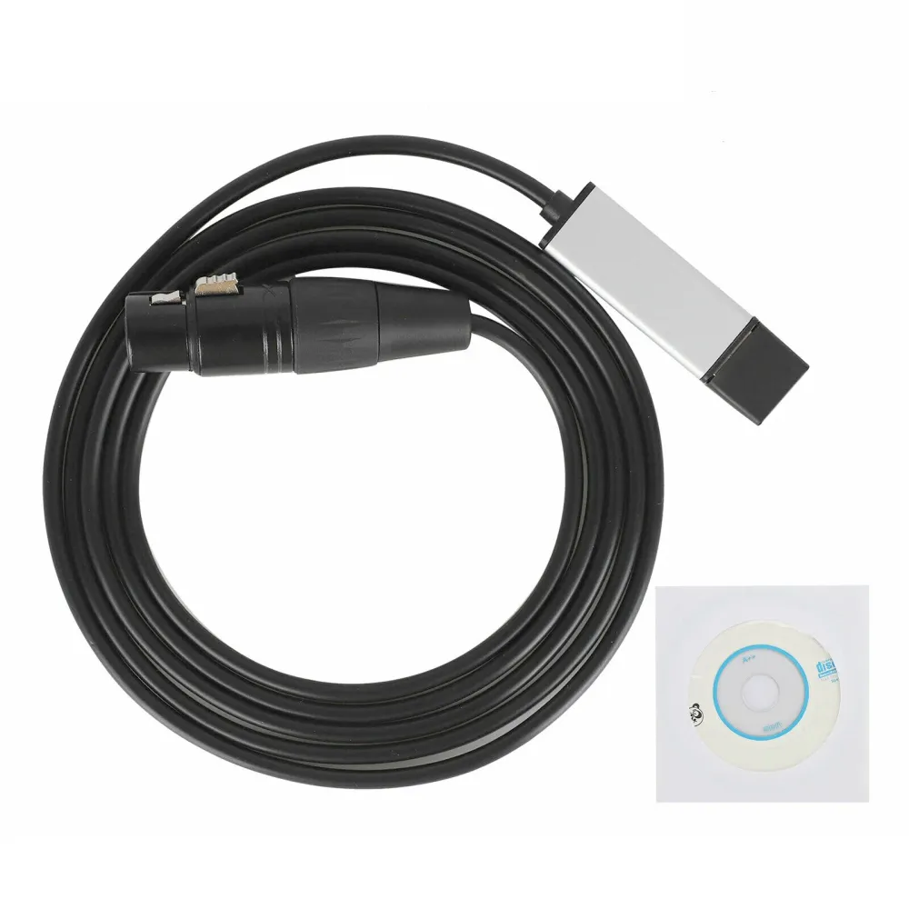 USB till DMX -gränssnittsadapter DMX512 Steg Ljuskontrollkabel för dator