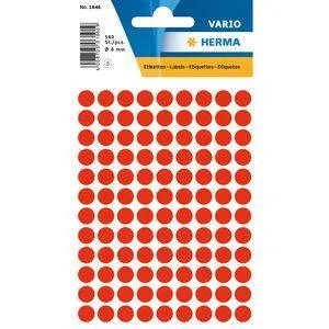 Märketiketter/Signaletiketter Herma Vario 1846 Ø 8mm permanent Lysröd 540/fp
