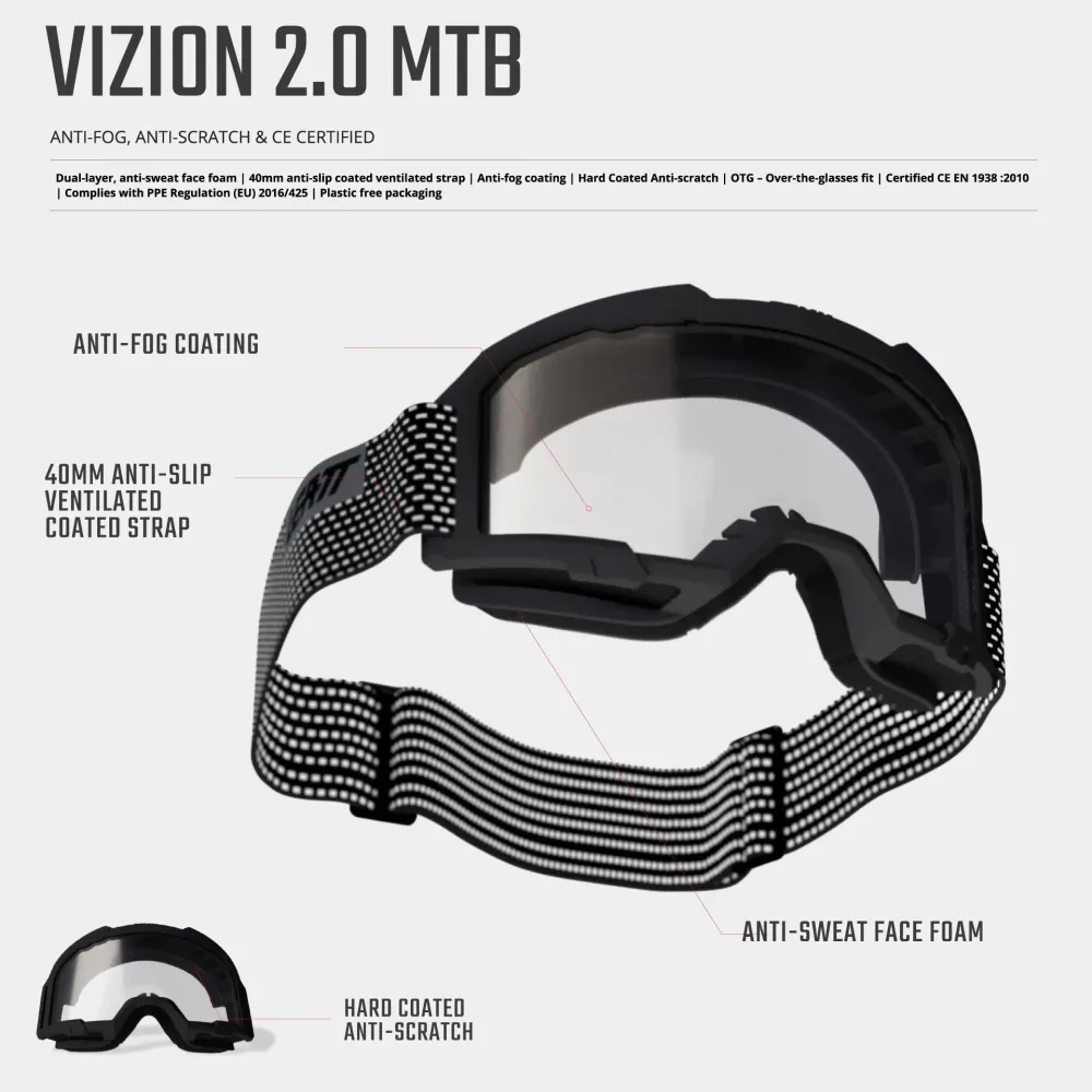 LEATT VIZION 2.0 MTB Vita genomskinliga skyddsglasögon
