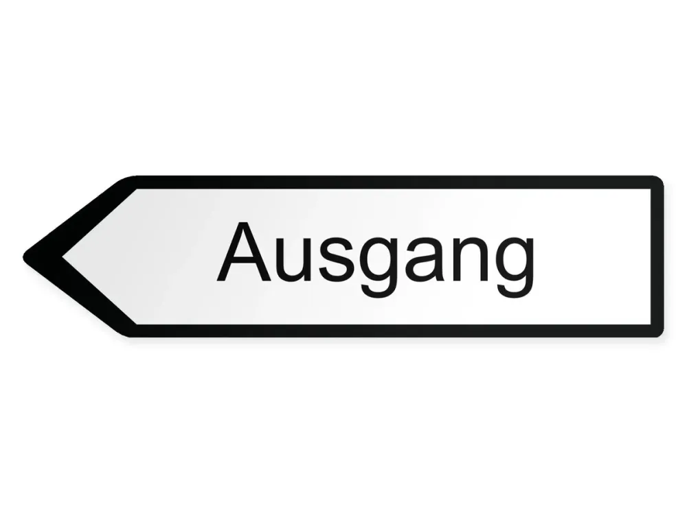 Ausgang Wegweiser Links, 80 x 20 cm