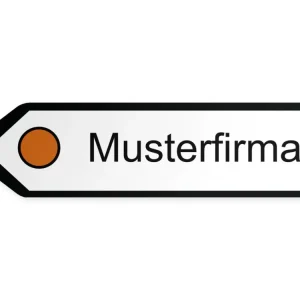 Företagets skylt (namn) Pilskylt – vänster, 40 x 10 cm