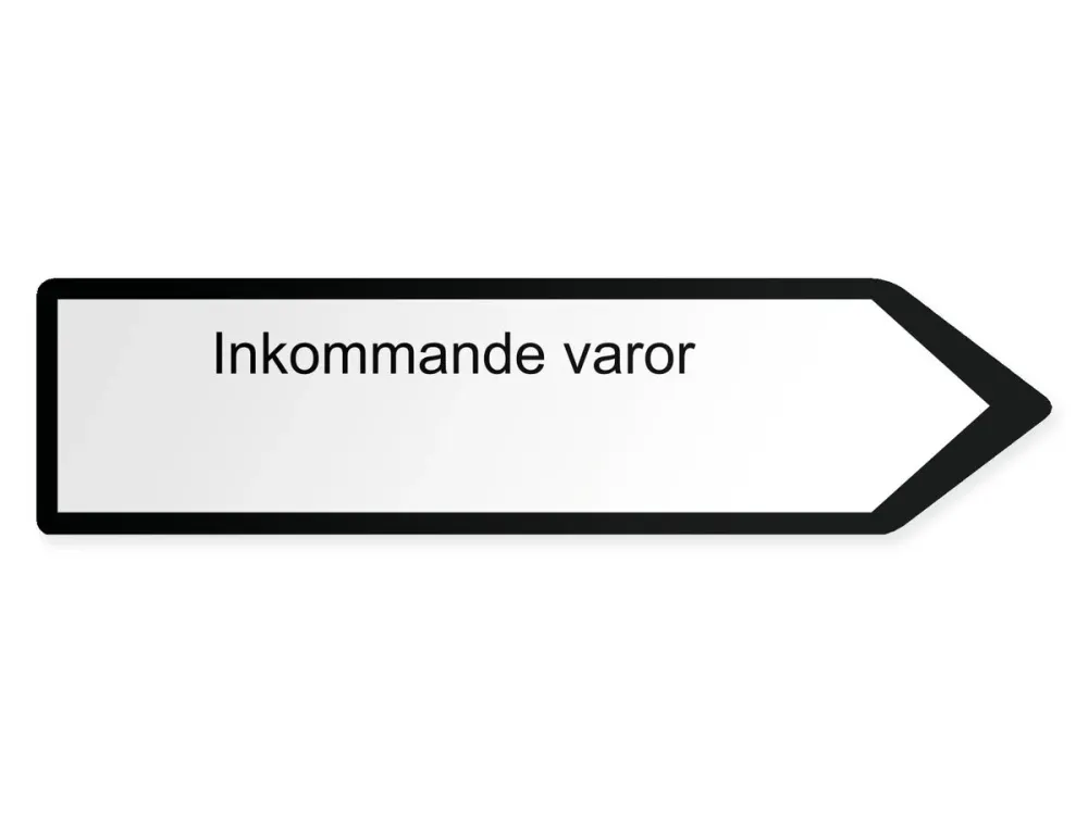 Inkommande varor Pilskylt - höger, 60 x 15 cm