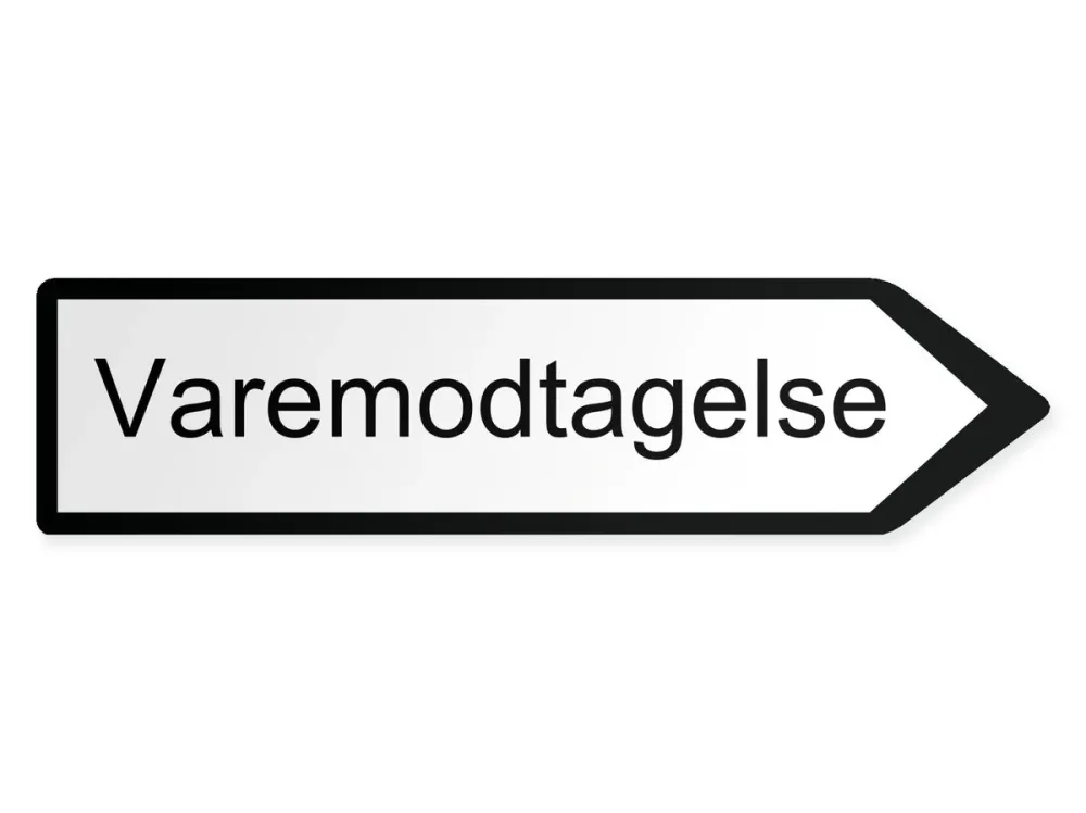 Inkommande varor Pilskylt - höger, 60 x 15 cm