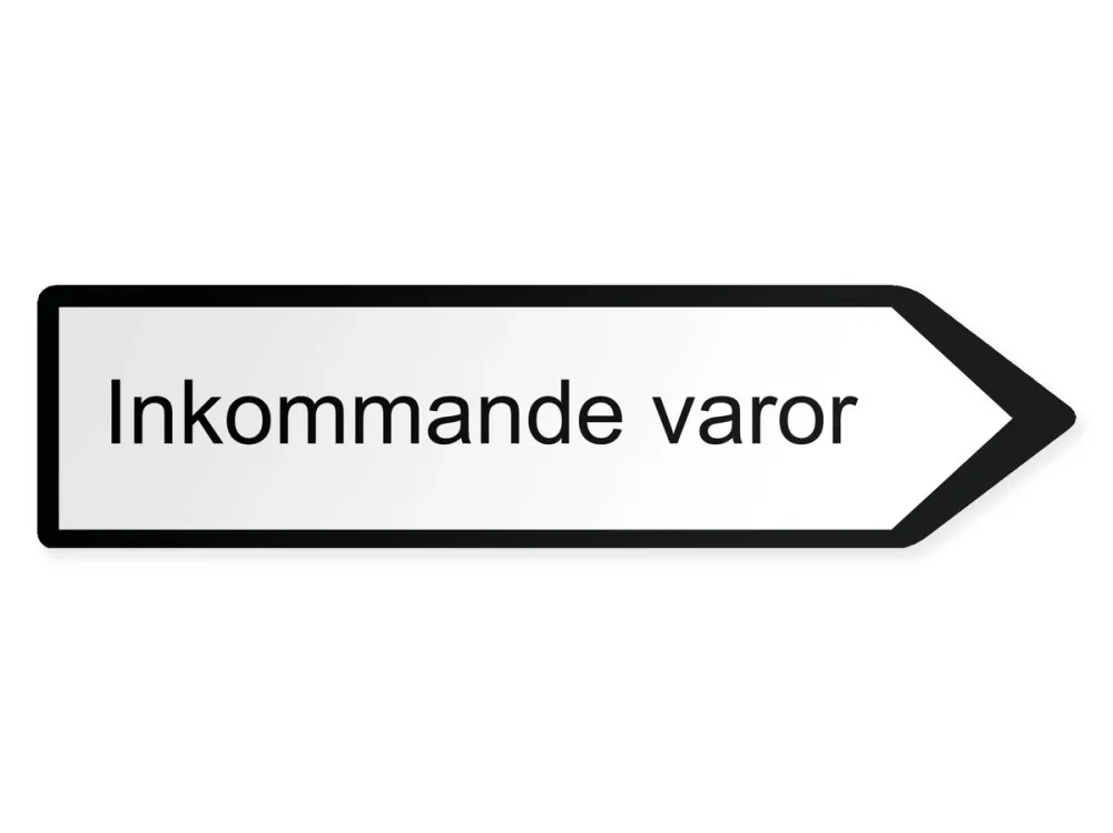 Inkommande varor Pilskylt - höger, 40 x 10 cm