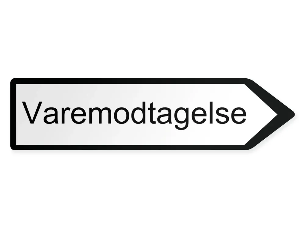 Inkommande varor Pilskylt - höger, 40 x 10 cm