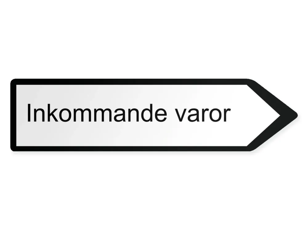 Inkommande varor Pilskylt - höger, 80 x 20 cm