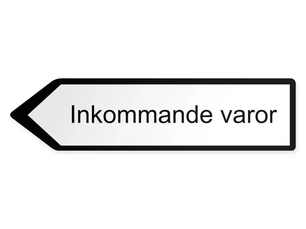 Inkommande varor Pilskylt - vänster, 40 x 10 cm