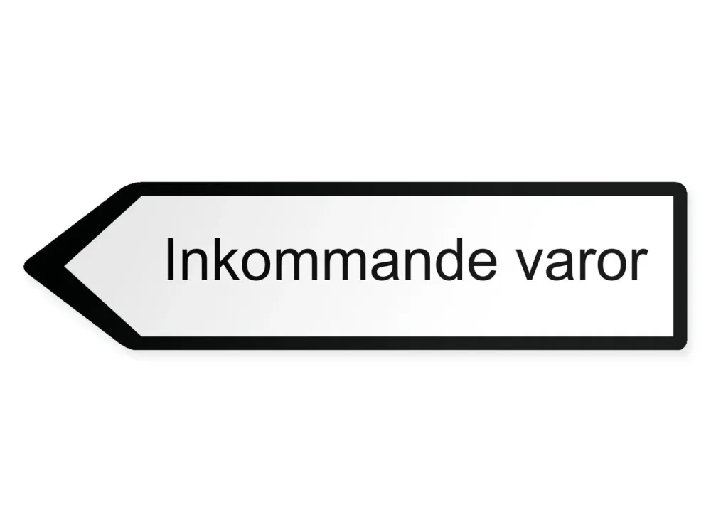 Inkommande varor Pilskylt - vänster, 80 x 20 cm