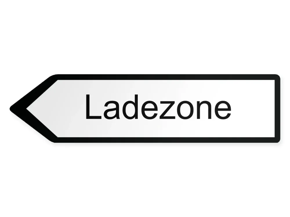 Ladezone Wegweiser Links, 80 x 20 cm