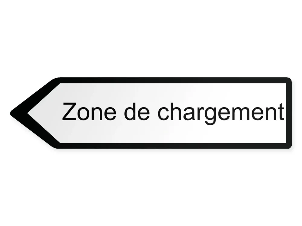 Ladezone Wegweiser Links, 80 x 20 cm