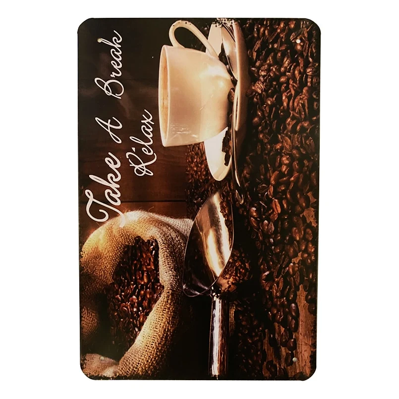 Metallskylt Coffee Brun