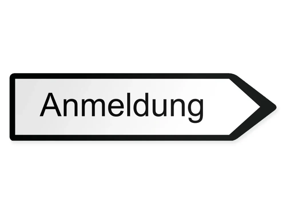 Mottagning Pilskylt - höger, 60 x 15 cm