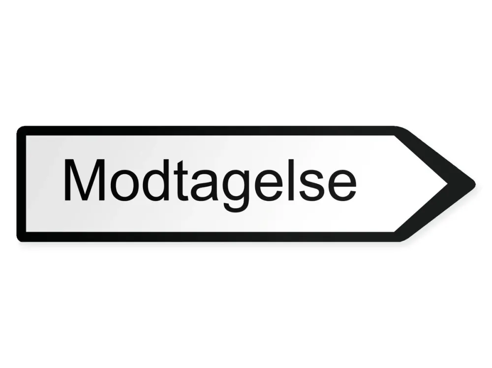 Mottagning Pilskylt - höger, 60 x 15 cm
