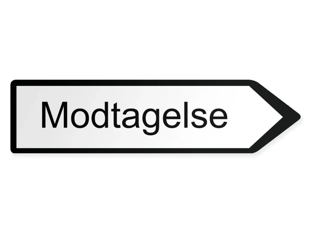 Mottagning Pilskylt - höger, 40 x 10 cm