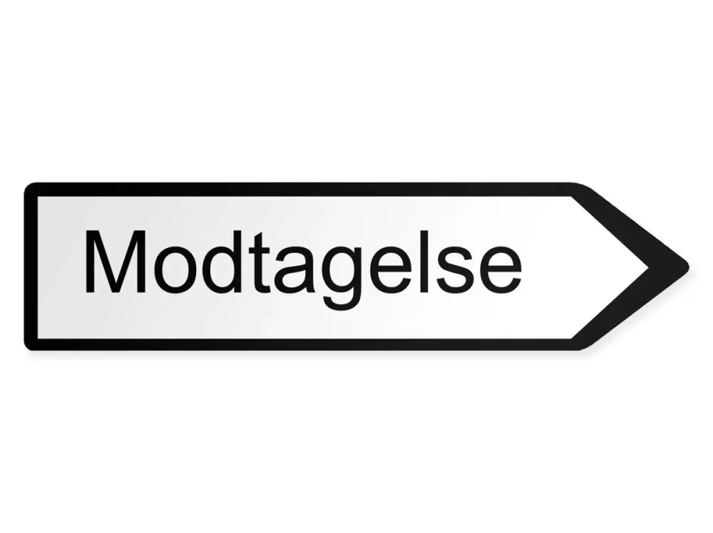 Mottagning Pilskylt - höger, 80 x 20 cm