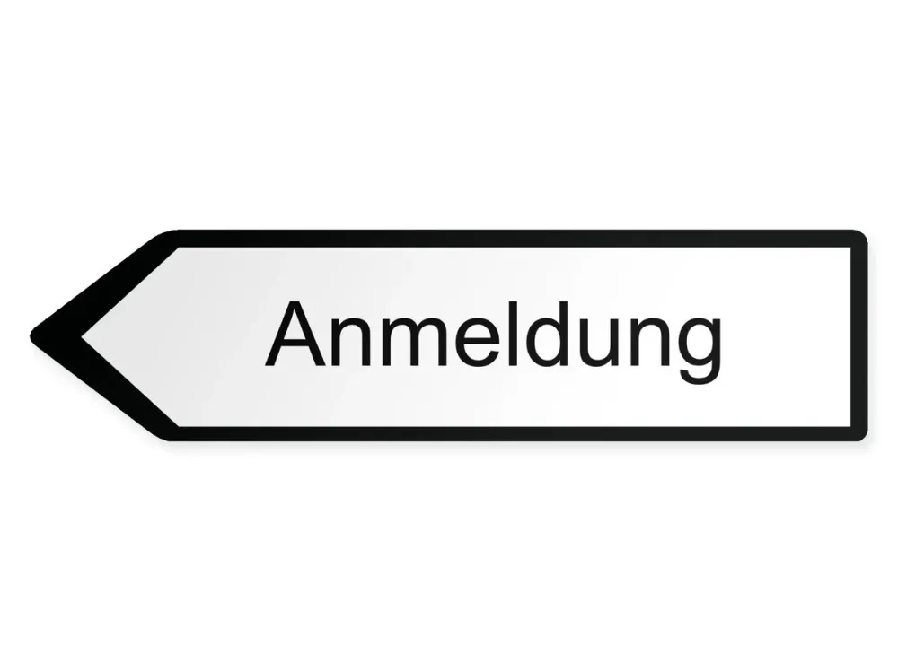 Mottagning Pilskylt - vänster, 40 x 10 cm