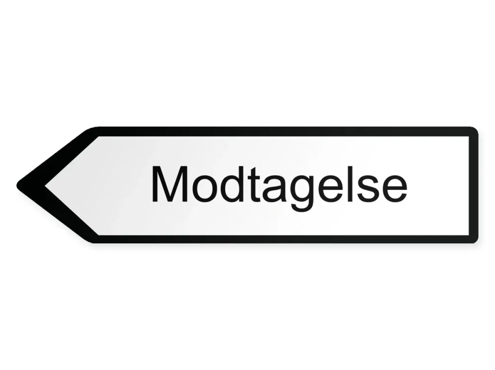 Mottagning Pilskylt - vänster, 40 x 10 cm