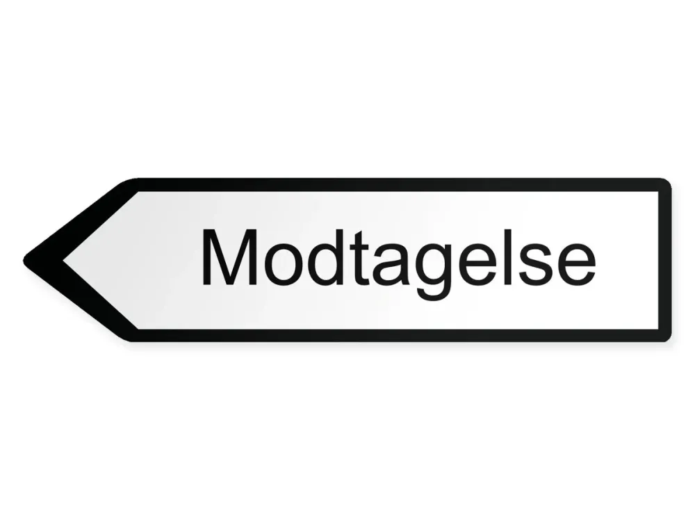 Mottagning Pilskylt – vänster, 60 x 15 cm
