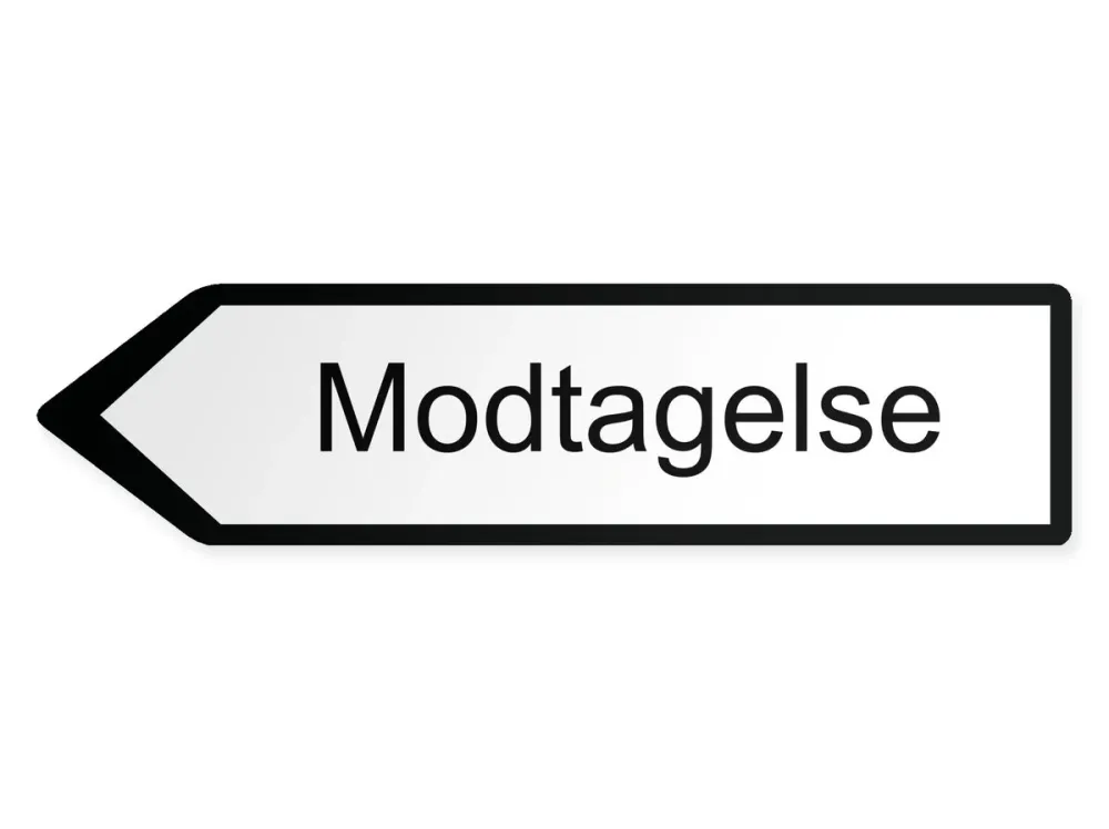 Mottagning Pilskylt - vänster, 80 x 20 cm