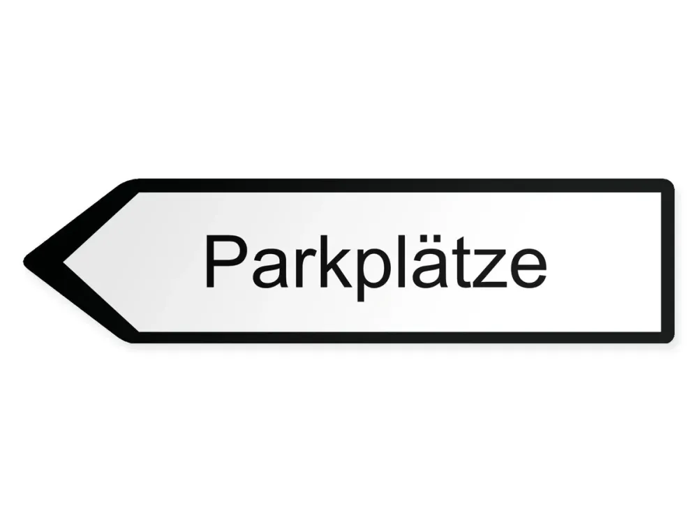 Parkplätze Wegweiser Links, 40 x 10 cm
