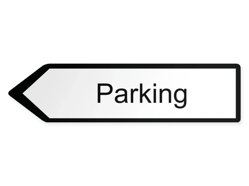 Parkplätze Wegweiser Links, 40 x 10 cm