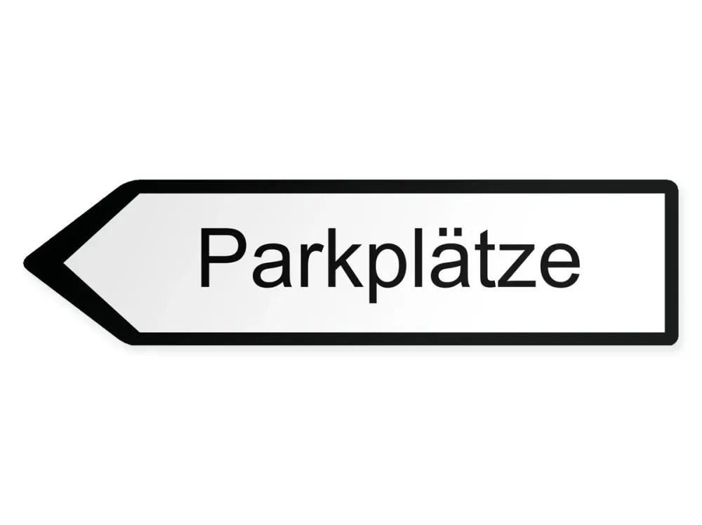 Parkplätze Wegweiser Links, 60 x 15 cm