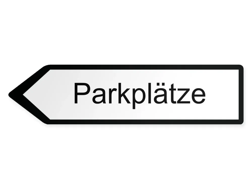 Parkplätze Wegweiser Links, 80 x 20 cm