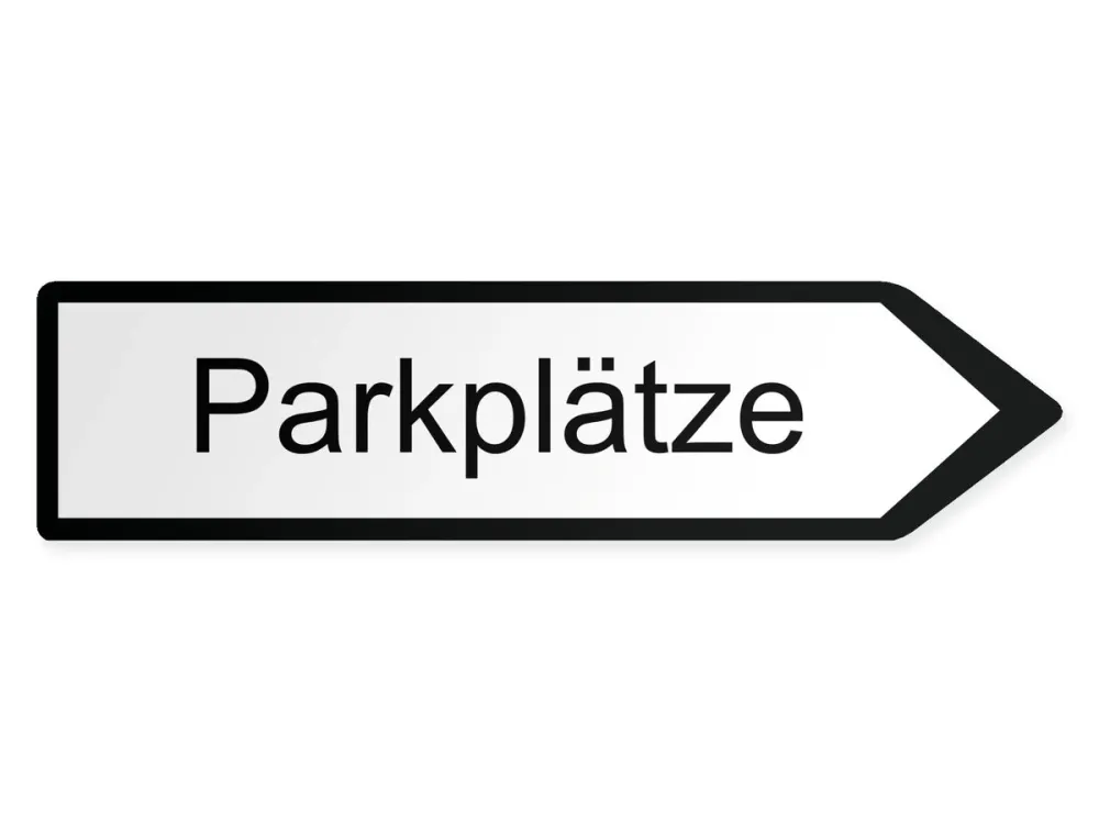 Parkplätze Wegweiser Rechts, 60 x 15 cm