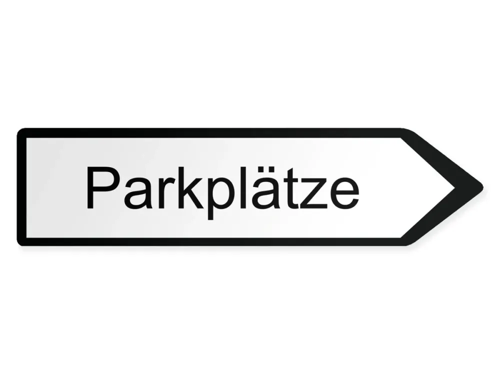 Parkplätze Wegweiser Rechts, 40 x 10 cm