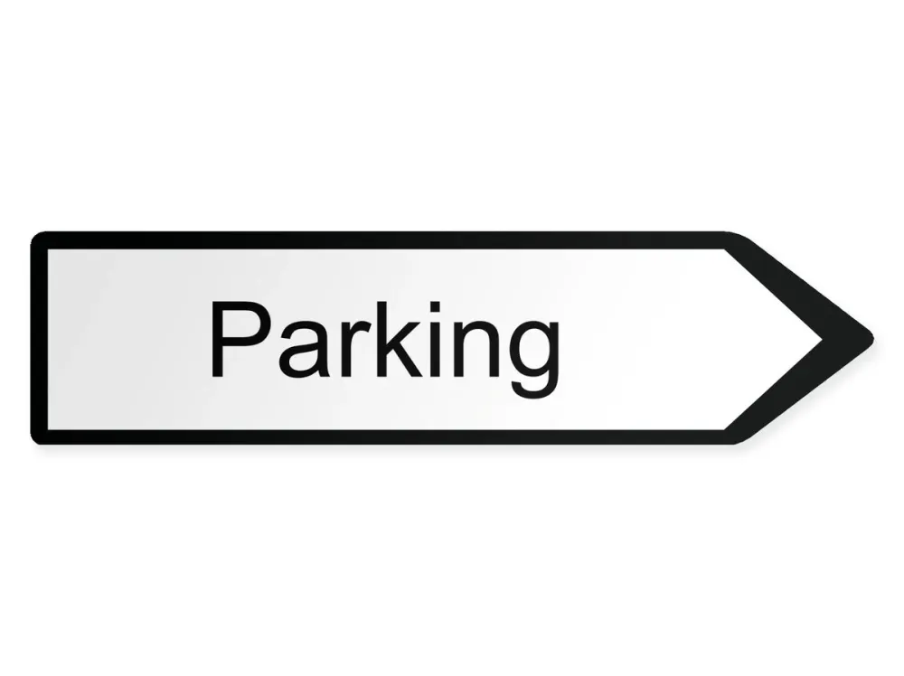 Parkplätze Wegweiser Rechts, 40 x 10 cm