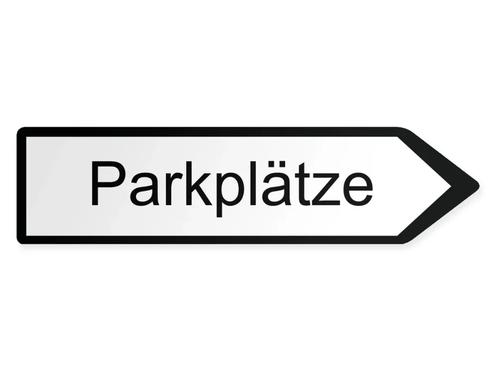 Parkplätze Wegweiser Rechts, 80 x 20 cm