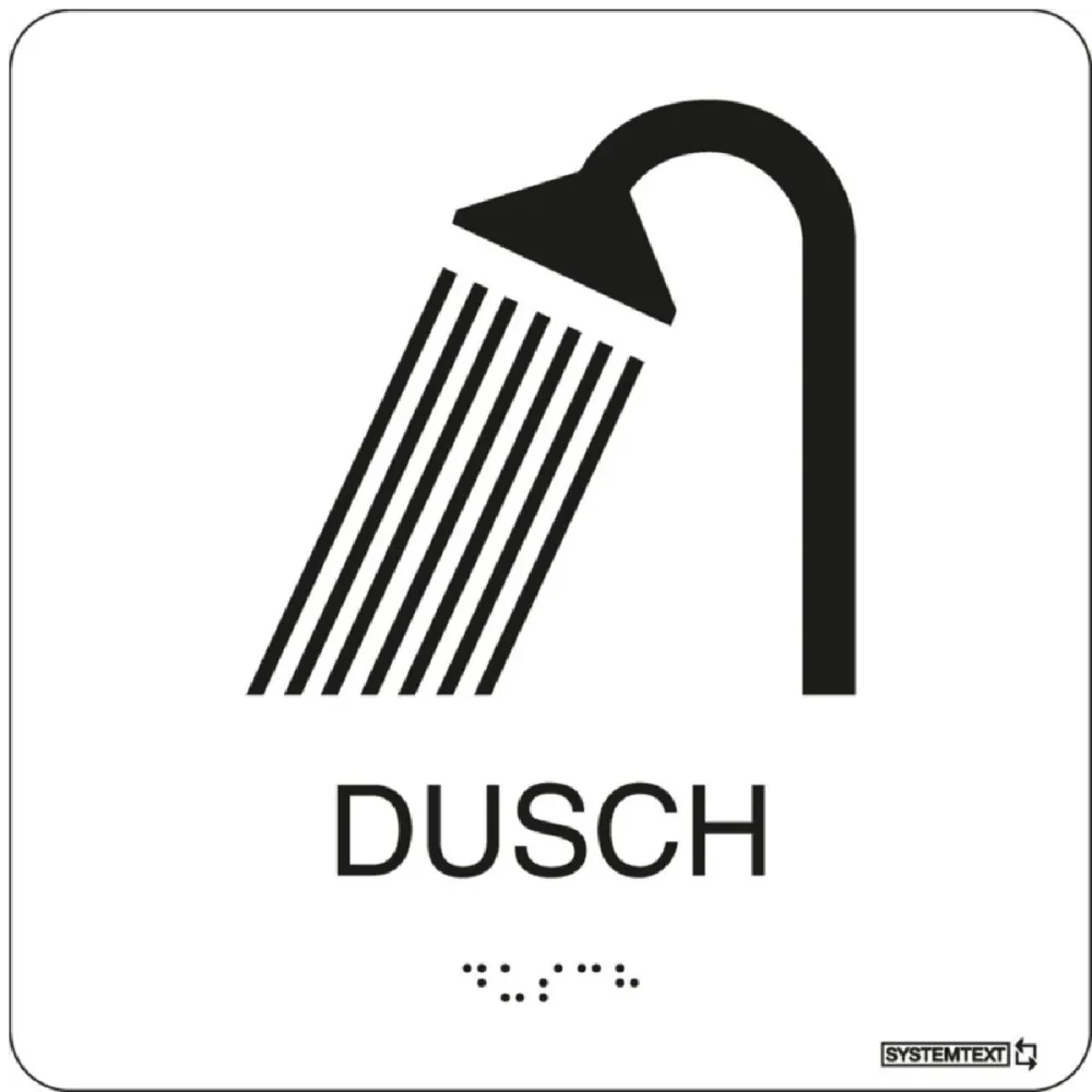 Taktil skylt "Dusch" Vit