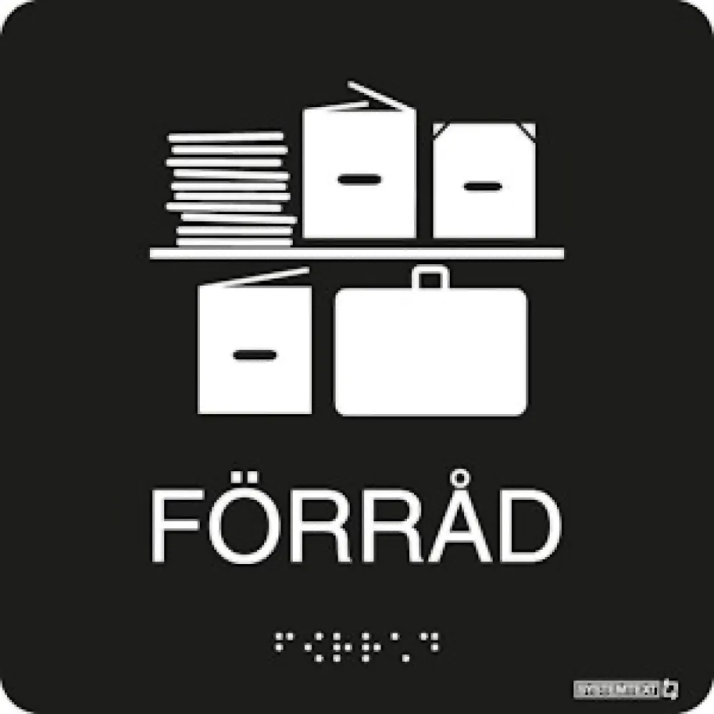 Taktil skylt "Förråd" Svart