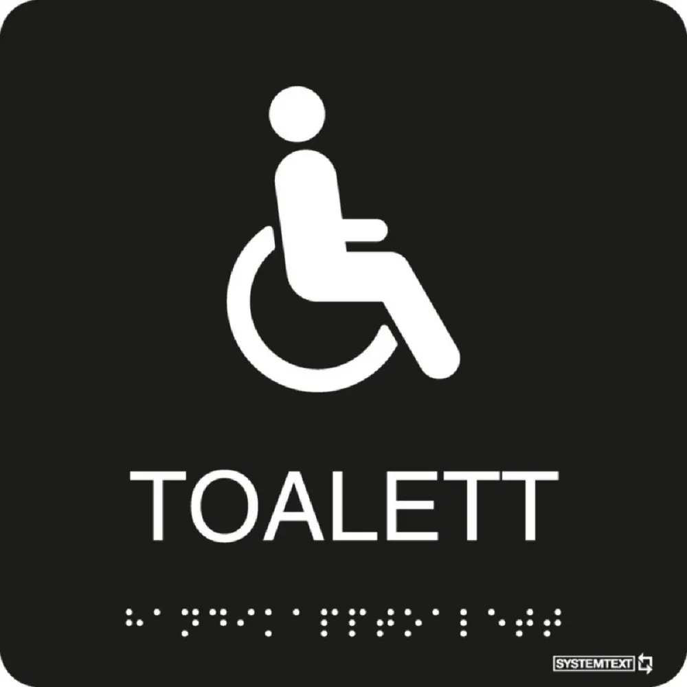 Taktil skylt "Handikapptoalett" Svart