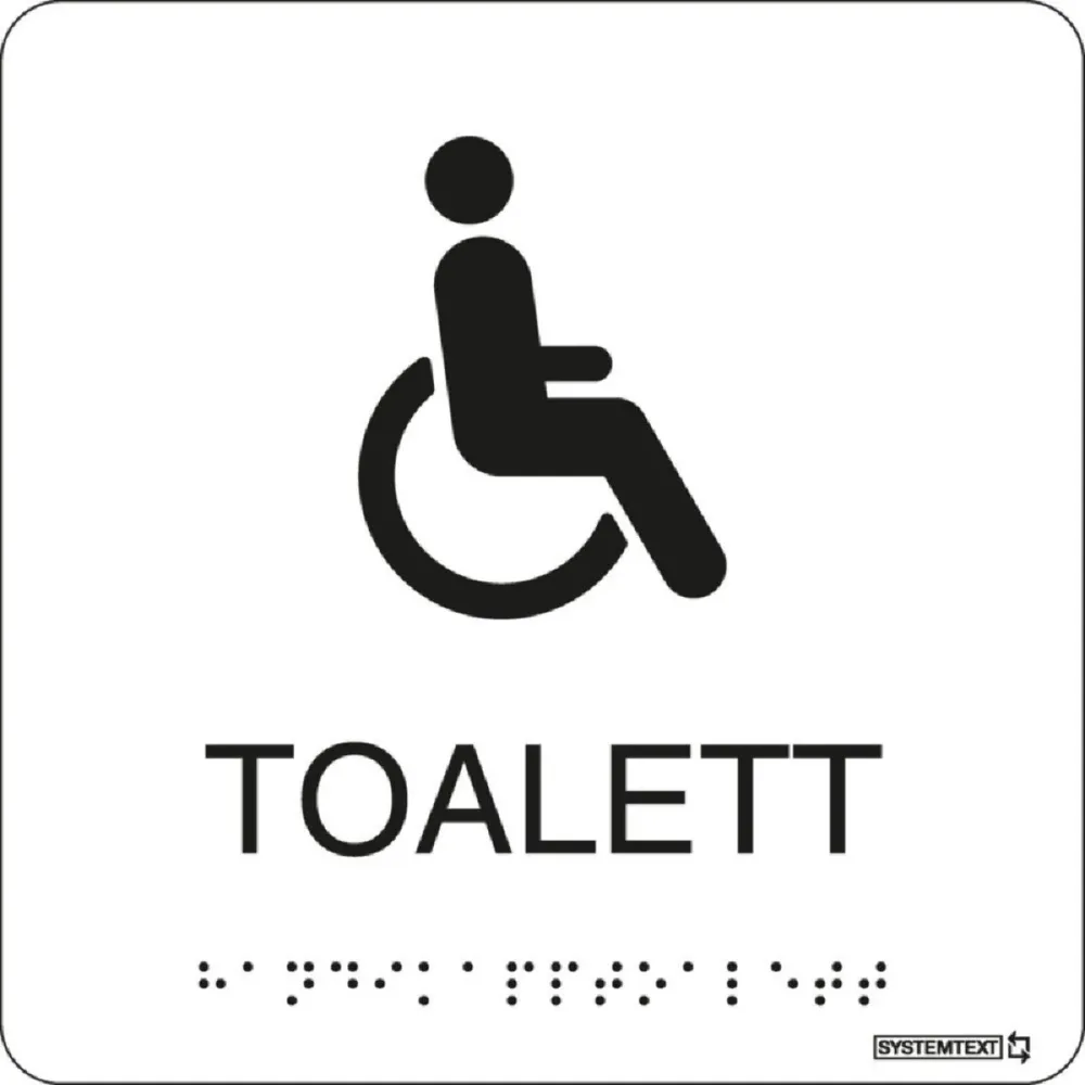 Taktil skylt "Handikapptoalett" Vit