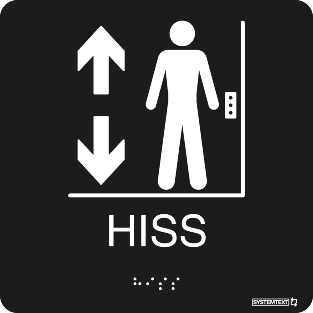 Taktil skylt "Hiss" Svart