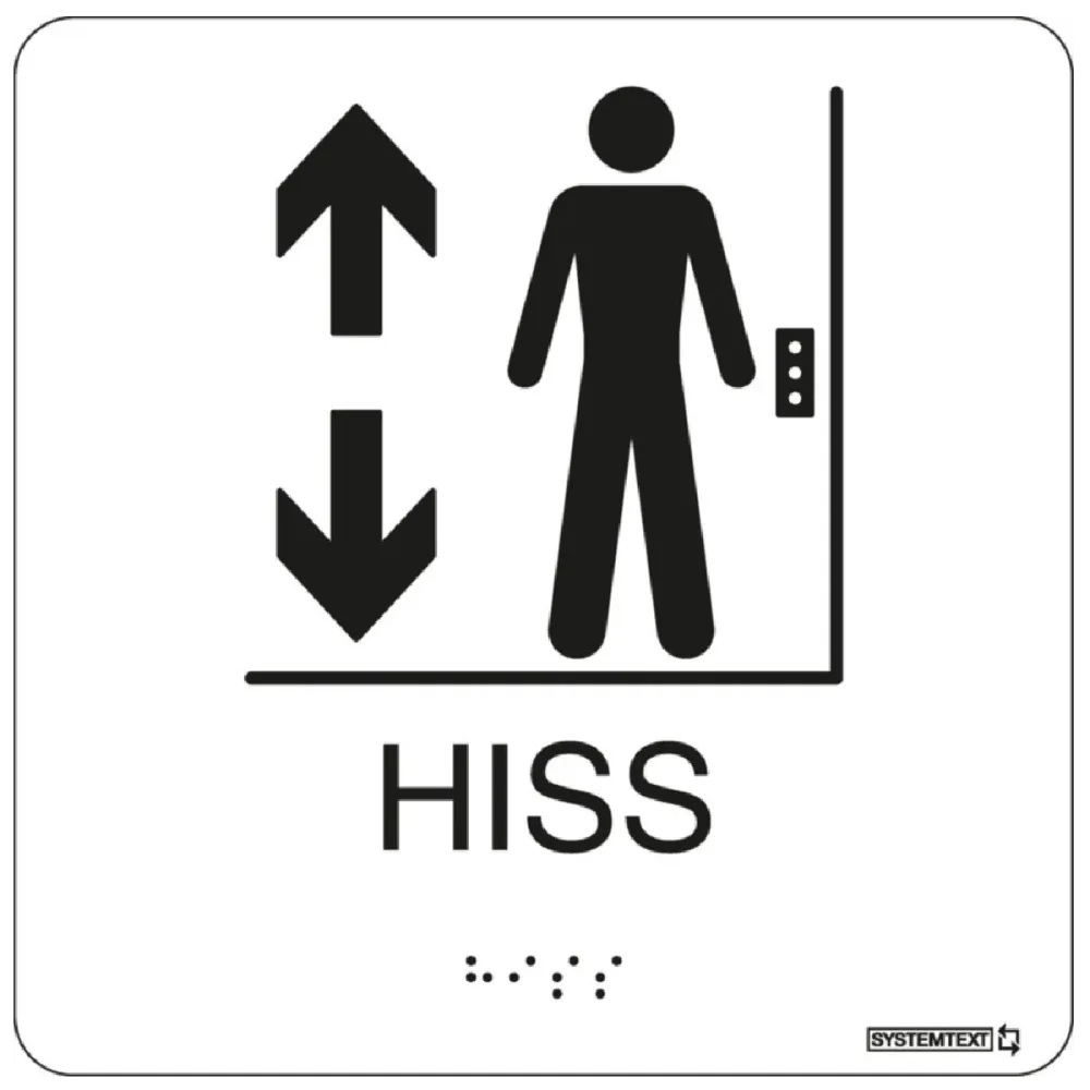 Taktil skylt "Hiss" Vit